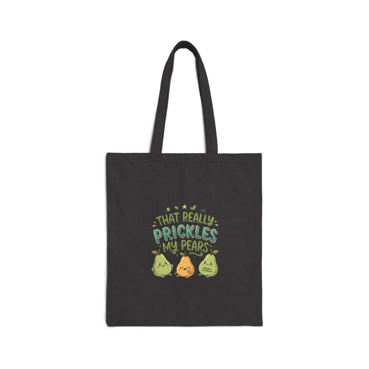 That Really Prickles My Pears Canvas Tote Bag — Cute Fruit Pun Grocery Shopper