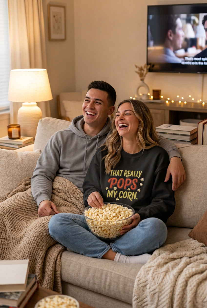 Couple movie night - black sweatshirt